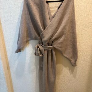 Taupe Knit Cardigan Sweater Dress